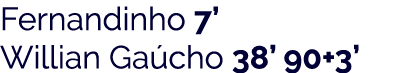 Fernandinho 7  Willian Ga cho 38  90 3 